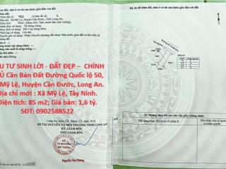 ĐẦU TƯ SINH LỜI - ĐẤT ĐẸP –  CHÍNH CHỦ Cần Bán Đất Đường Quốc lộ 50, Xã Mỹ Lệ, Huyện Cần