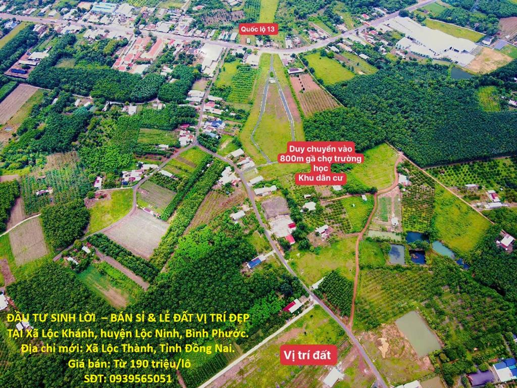 ĐẦU TƯ SINH LỜI  – BÁN SỈ & LẺ ĐẤT VỊ TRÍ ĐẸP  TẠI Xã Lộc Khánh, huyện Lộc Ninh, Bình
