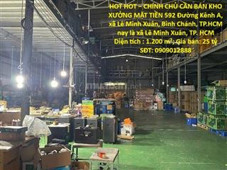 HOT HOT – CHÍNH CHỦ CẦN BÁN KHO XƯỞNG MẶT TIỀN 592 Đường Kênh A, xã Lê Minh Xuân, Bình