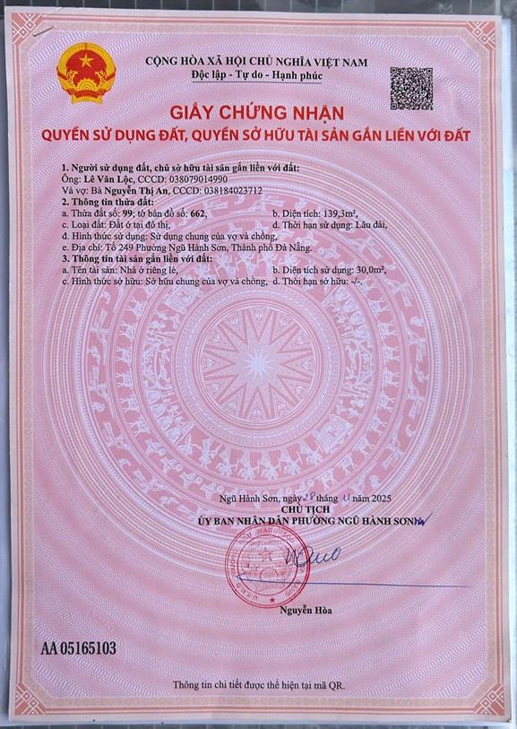 HOT HOT – CHÍNH CHỦ CẦN BÁN LÔ ĐẤT NỞ HẬU TẠI Phường Hoà Quý, Quận Ngũ Hành Sơn- TP Đà