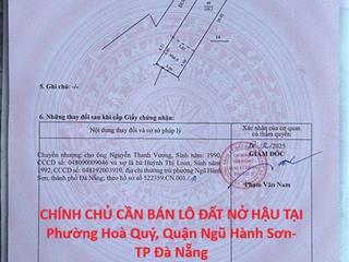 HOT HOT – CHÍNH CHỦ CẦN BÁN LÔ ĐẤT NỞ HẬU TẠI Phường Hoà Quý, Quận Ngũ Hành Sơn- TP Đà