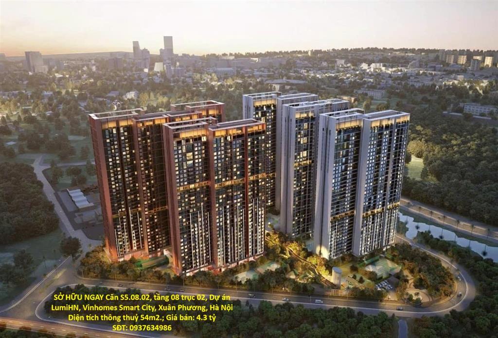 SỞ HỮU NGAY Căn S5.08.02, tầng 08 trục 02, Dự án LumiHN, Vinhomes Smart City, Xuân