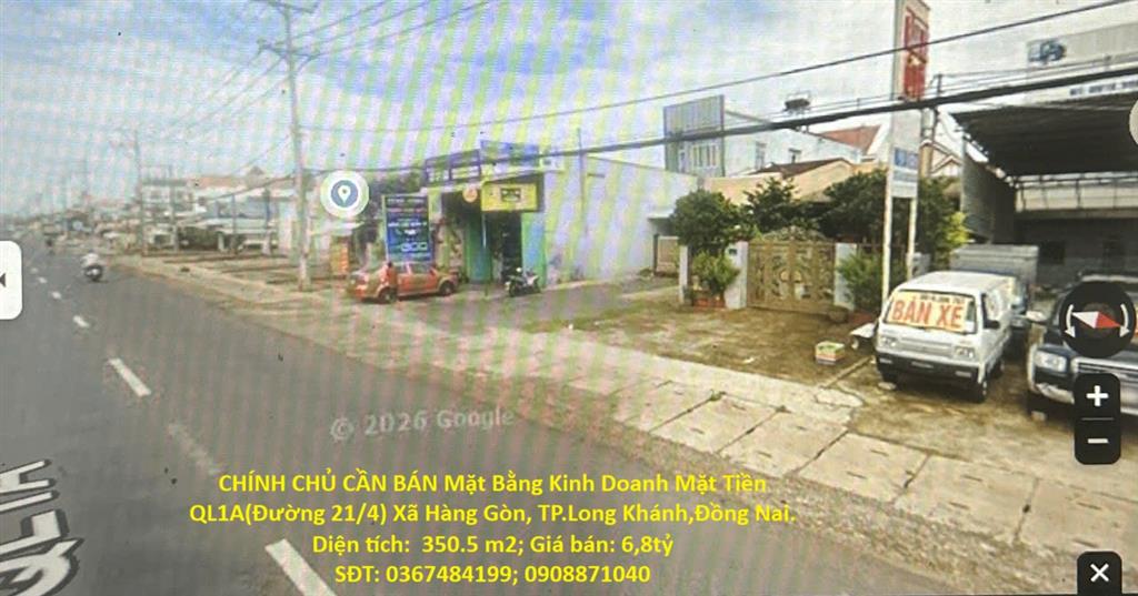 CHÍNH CHỦ CẦN BÁN Mặt Bằng Kinh Doanh Mặt Tiền QL1A(Đường 21/4) Xã Hàng Gòn, TP.Long