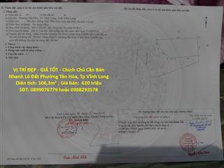 VỊ TRÍ ĐẸP - GIÁ TỐT - Chính Chủ Cần Bán Nhanh Lô Đất Phường Tân Hòa, Tp Vĩnh Long