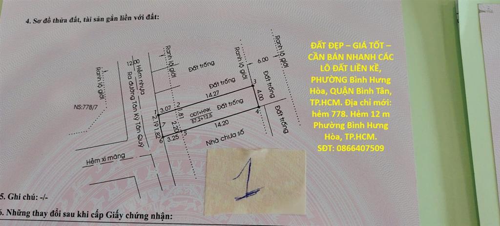 ĐẤT ĐẸP – GIÁ TỐT – CẦN BÁN NHANH CÁC LÔ ĐẤT LIỀN KỀ, PHƯỜNG Bình Hưng Hòa, QUẬN Bình