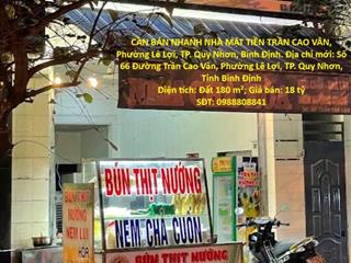 ĐẤT ĐẸP – GIÁ TỐT - CẦN BÁN NHANH NHÀ MẶT TIỀN TRẦN CAO VÂN, Phường Lê Lợi, TP. Quy Nhơn,