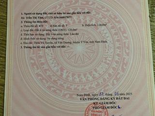 ĐẦU TƯ LÀ SINH LỜI - CHÍNH CHỦ Cần Bán Lô Đất MẶT TIỀN Thôn Vũ Xuyên, Xã Yên Dương, Ý Yên
