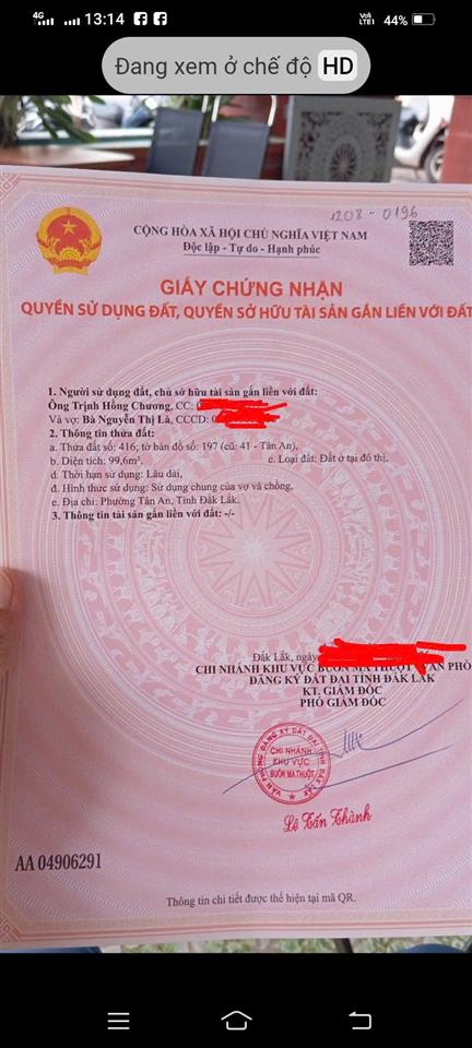 ĐẦU TƯ SINH LỜI - Chính Chủ Bán Đất MẶT TIỀN Đặng Tất, Phường Tân an, Buôn Ma Thuột, Đăk