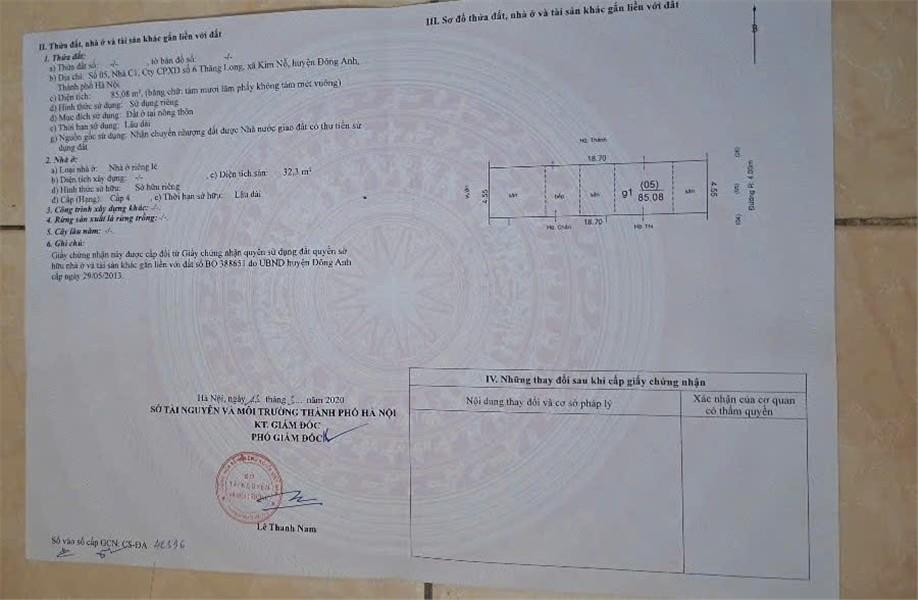 ĐẤT ĐẸP- GIÁ TỐT BÁN NHANH LÔ ĐẤT ĐẦU TƯ LÀ SINH LỜI TẠI huyện Đông Anh, tp Hà Nội