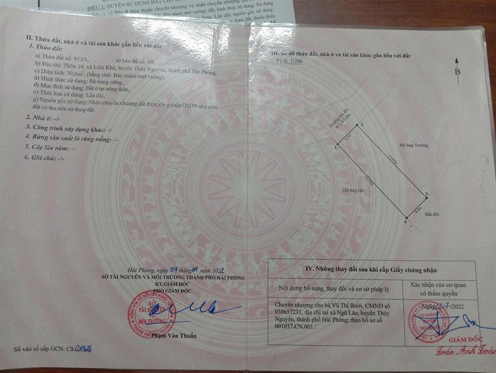 ĐẤT ĐẸP- GIÁ TỐT CHÍNH CHỦ BÁN NHANH LÔ ĐẤT VỊ TRÍ ĐẮC ĐỊA huyện Thủy Nguyên thành phố