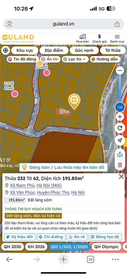 ĐẤT ĐẸP-  GIÁ TỐT CHÍNH CHỦ BÁN  ĐẤT TẶNG KÈM NHÀ 2 TẦNG tại THÔN 3 Vạn Phúc, xã Nam Phù,