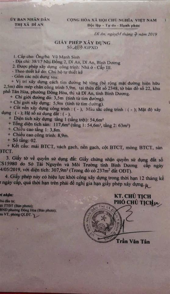 BÁN NHÀ GẦN CHỢ ĐÔNG HÒA - DĨ AN & Liên hệ trực tiếp để xem nhà và trao đổi giá.