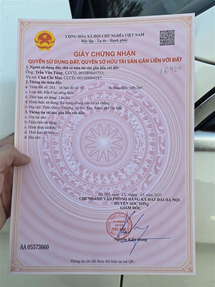 Bán đất đấu giá trung tâm ngã 4 huyện sóc sơn, hn. giá 8,8 tỷ