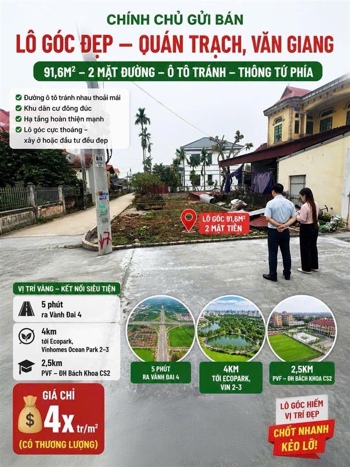 CHÍNH CHỦ Cần Bán ĐẤT 2 MẶT TIỀN - GIÁ TỐT Tại QUÁN TRẠCH, LIÊN NGHĨA - VĂN GIANG - HƯNG
