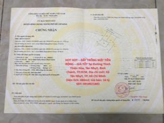 HOT HOT – ĐẤT TRỐNG MẶT TIỀN RỘNG – GIÁ TỐT Tại Đường Thích Thiện Hòa, Tân Nhựt, Bình