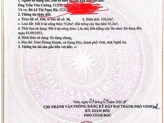 ĐẤT ĐẸP – GIÁ TỐT- CHÍNH CHỦ CẦN BÁN Đất Xóm Phong Khánh, xã Hưng Hòa, TP Vinh, Nghệ