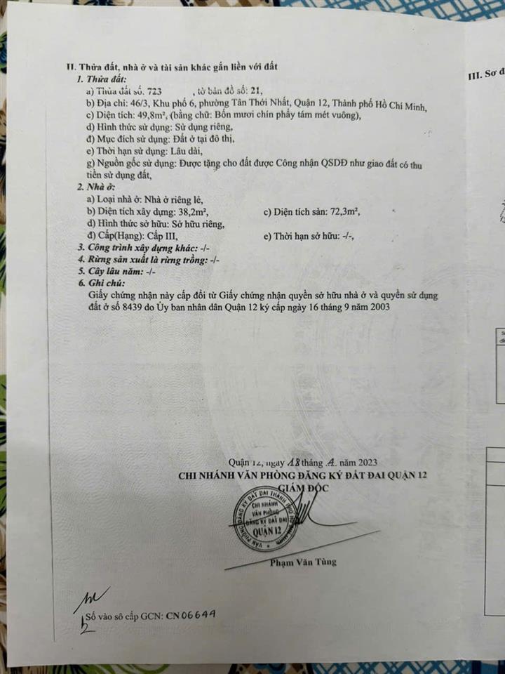 HOT HOT – CHÍNH CHỦ CẦN BÁN NHÀ TẠI Phường Tân Thới Nhất, Quận 12, TP. Hồ Chí Minh