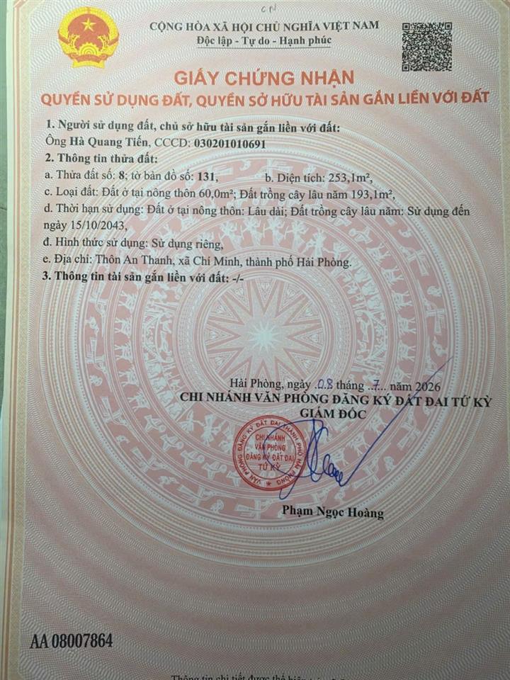 ĐẦU TƯ LÀ SINH LỜI - ĐẤT CHÍNH CHỦ Vị Trí An Thanh - Chí Minh - Hải Phòng ( Tứ Kỳ Hải