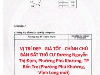 VỊ TRÍ ĐẸP - GIÁ TỐT - CHÍNH CHỦ BÁN ĐẤT THỔ CƯ Đường Nguyễn Thị Định, Phường Phú Khương,
