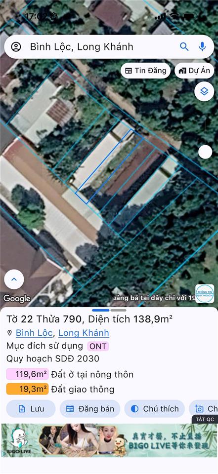 CHÍNH CHỦ CẦN Bán Đất Cạnh Nhà Thờ Bình Khánh, Xã Bình Lộc, Thành phố Long Khánh, Đồng