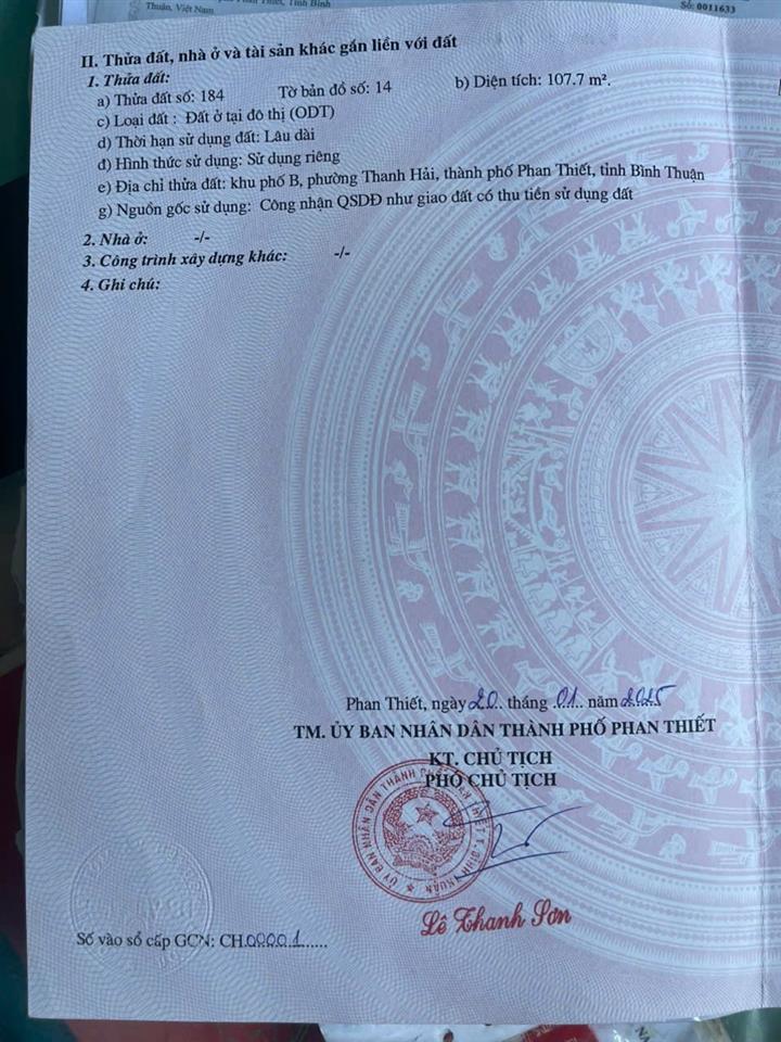 NHÀ ĐẸP – GIÁ TỐT - CẦN BÁN NHANH CĂN NHÀ TẠI Phường Thanh Hải, TP. Phan Thiết, Bình Thuận