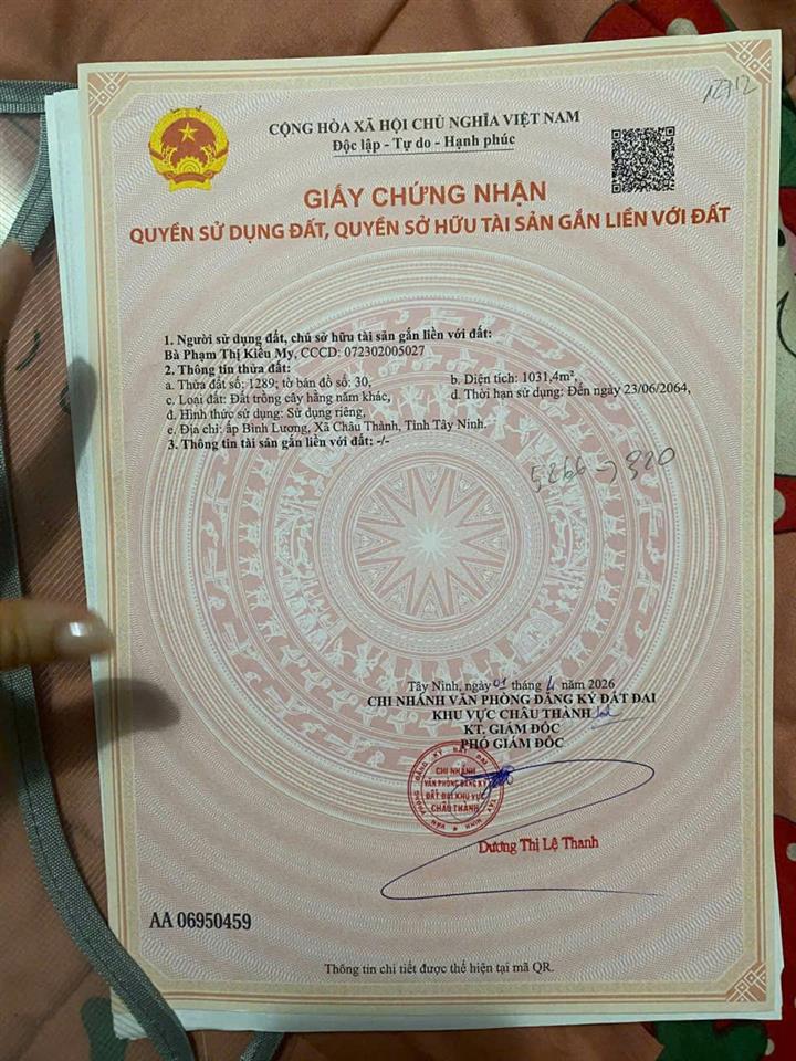 HOT HOT – CHÍNH CHỦ CẦN BÁN ĐẤT VỊ TRÍ ĐẸP Ấp Bình Lương, xã Châu Thành, tỉnh Tây Ninh