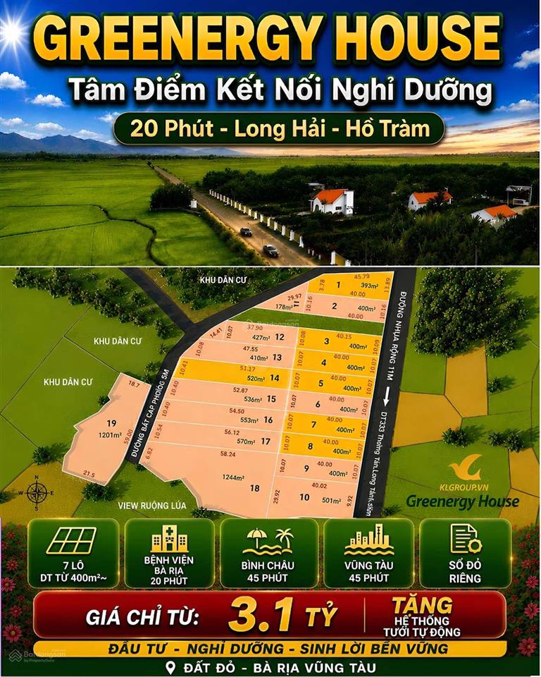 Bán lô đất tại dự án greenery house long tân  bà rịa vũng tàu