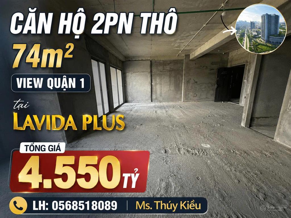 Căn hộ 2pn thô view quận 1 giá chỉ 4.380 tỷ tại lavida plus