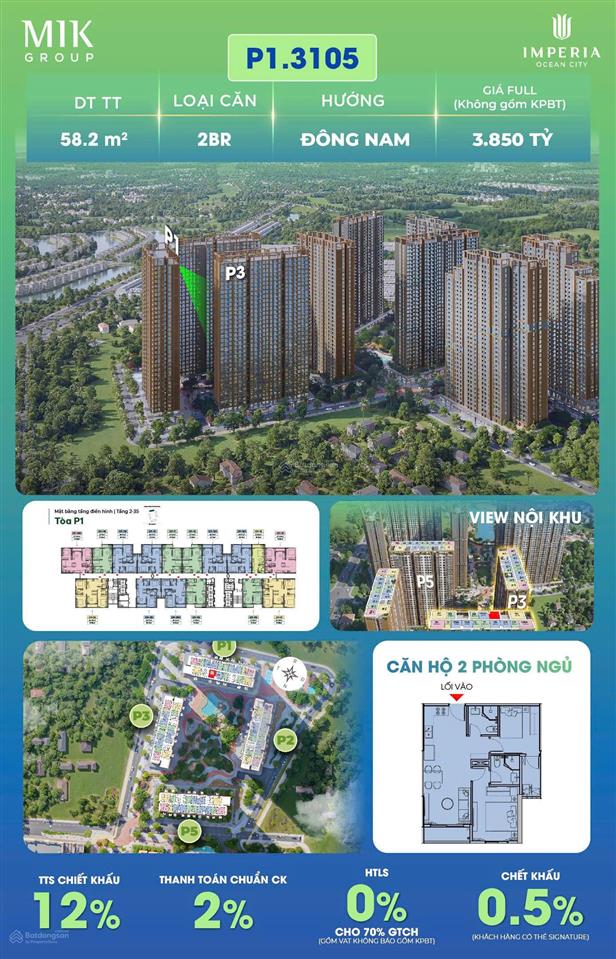 Chỉ nhỉnh 3 tỷ quý anh chị sở hữu ngay căn 2 ngủ tầng đẹp view thoáng.