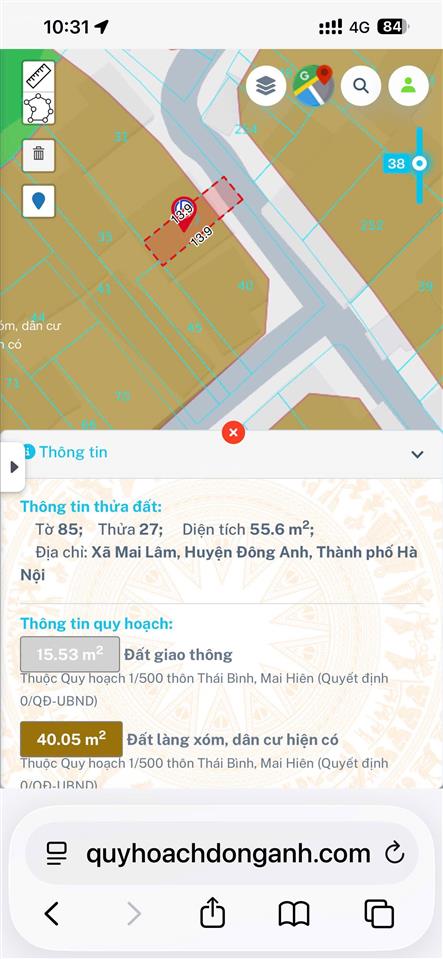 Bán gấp đất mai lâm đường thông ô tô