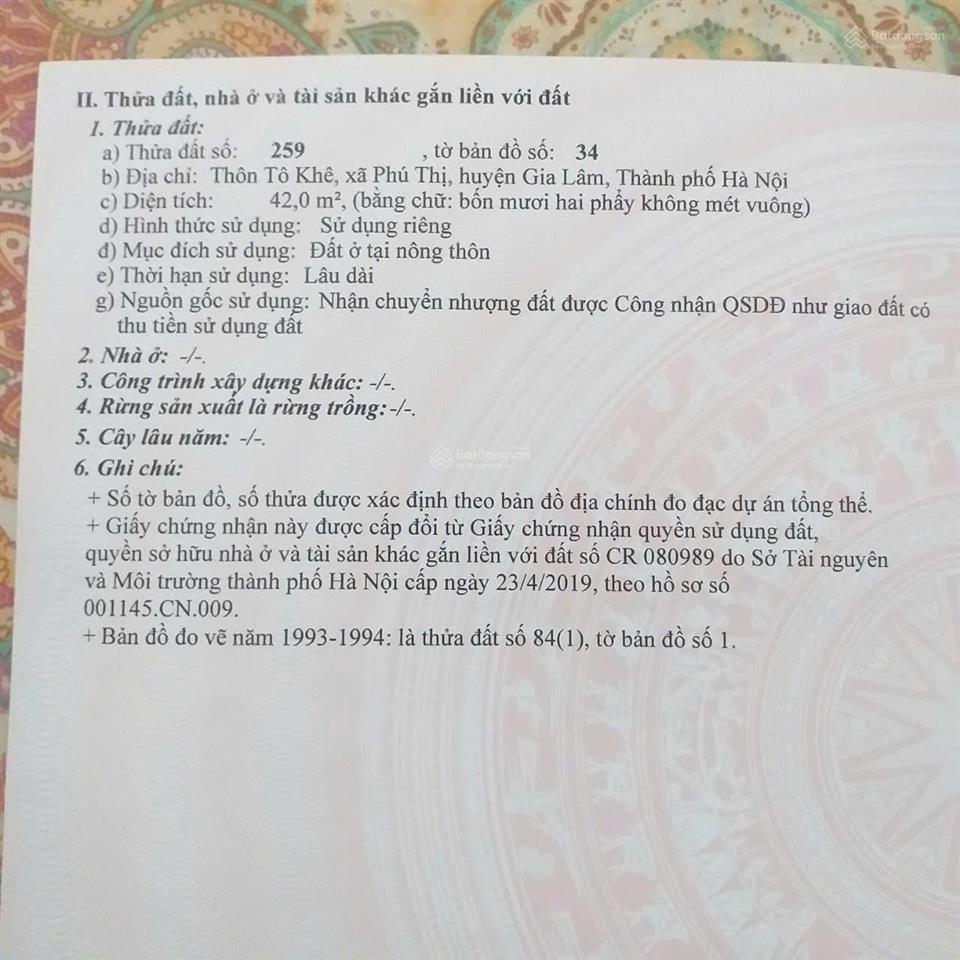 Siêu phẩm mới 42m  tô khê, phú sơn, gia lâm, hà nội  đường nhựa 4m  sẵn nhà cấp 4.  0962 965 ***