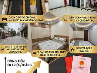 Bán căn hộ dịch vụ ngõ linh quang . 47m2 xây 7 tầng thang máy . có 11 phòng doanh thu 60tr