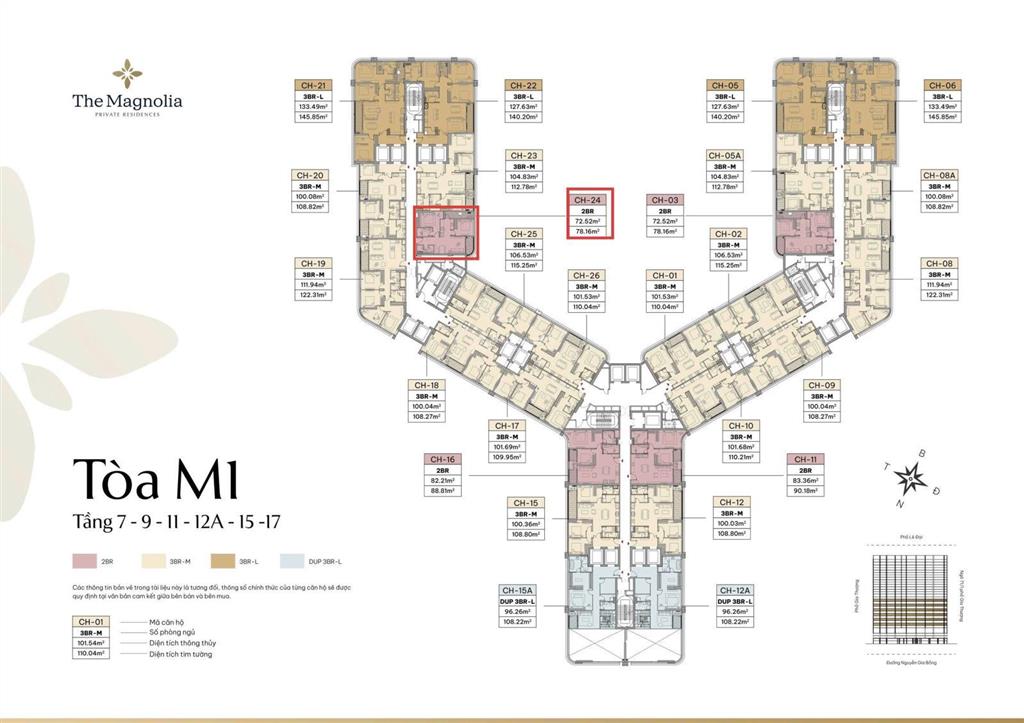 Nổi bật căn 2pn trục 24 tầng 1x 72,7m2 the magnolia mik khai sơn  0963 603 ***