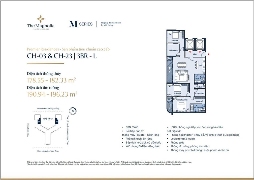 Bán gấp căn 03 dt 178,37m2 3pn+1, 88tr/m2  the magnolia private residences khai sơn  0963 603 ***