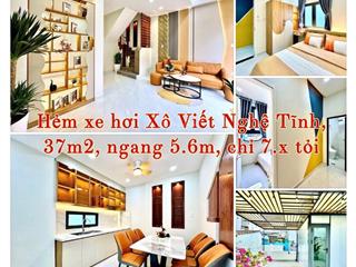 Bán nhà bình thạnh, hẻm xe hơi, 37m2, ngang 5.6m, chỉ 7.x tỷ