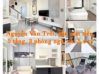Siêu phẩm cực hiếm nguyễn văn trỗi, 5 tầng, gần mặt tiền, có bãi gửi xe hơi, chỉ 5.x tỷ