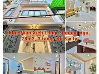 Siêu phẩm khu phan xích long, 3 tầng, 28m2, 3 phòng ngủ, chỉ 5.x tỷ