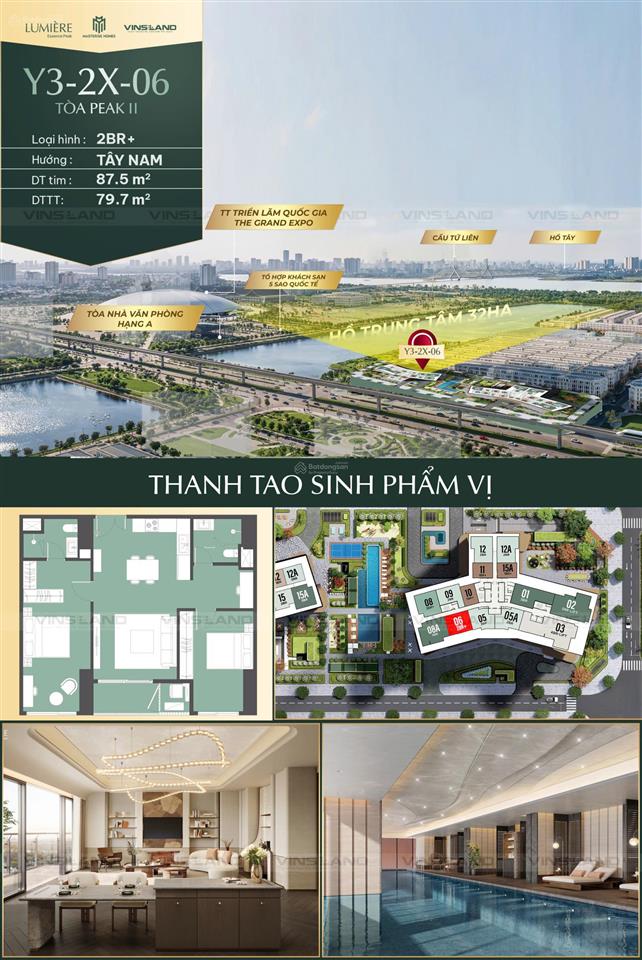 Hoa hậu 2n+1 tòa peak 2 trục 06 dt 87m2 view thẳng hồ thiên nga, giá gốc ko chênh tầng siêu đẹp.