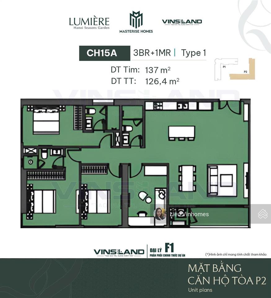 4n vip tầng đẹp trục 15a tòa l2 đông nam, dt 137m2 view thoáng, rộng đẹp dự án. 0936 047 ***