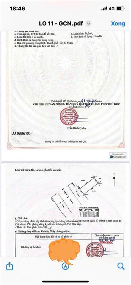 Bán đât 58m2 sổ hồng riêng kdc tam phú thủ đức tp hcm 5 ty6