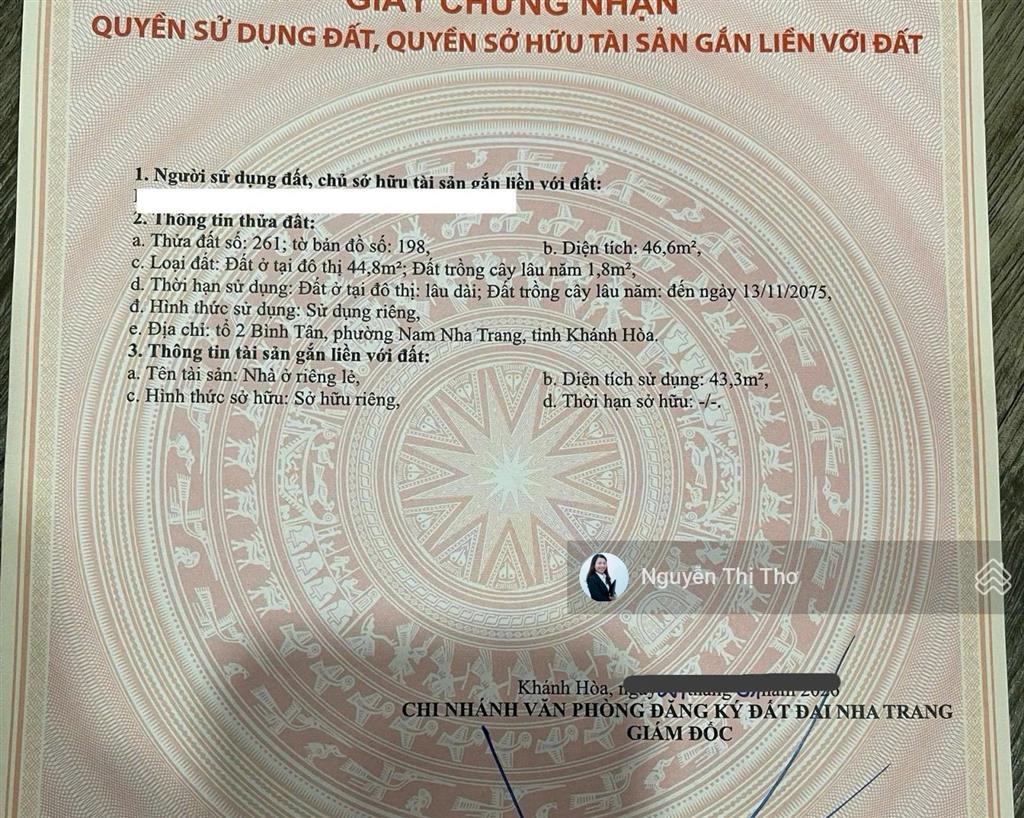 Bán đất tặng nhà ngang rộng hơn 5m giá chỉ 2,3 tỷ (bớt lộc) hẻm phước long, nha trang