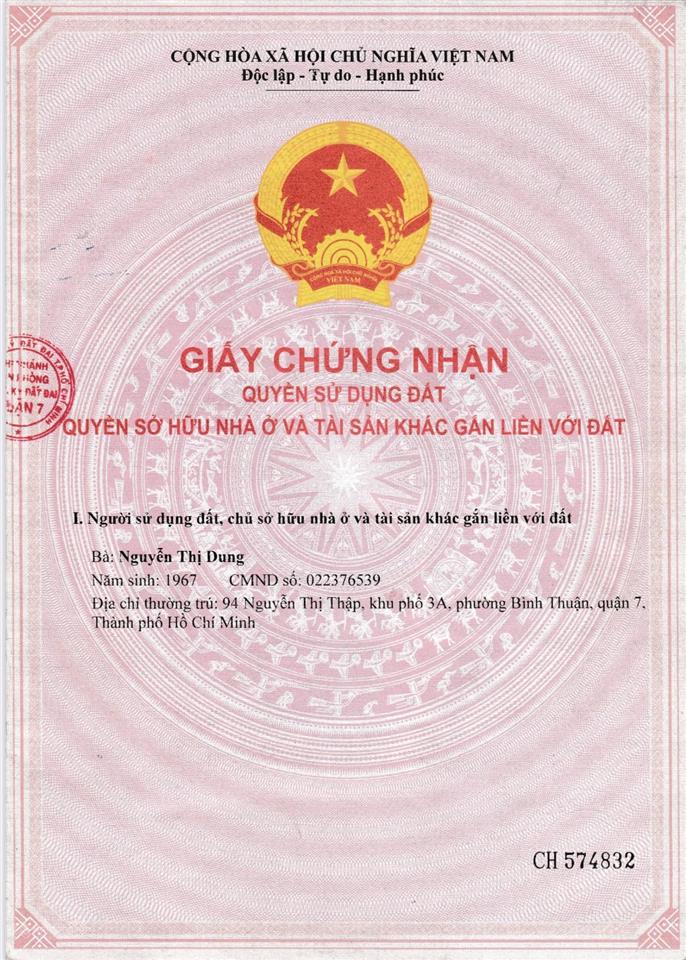 Chính chủ bán nhà q7 chỉ 870triệu cách mặt tiền 98 nguyễn thị thập 10 bước chân! 870 triệu