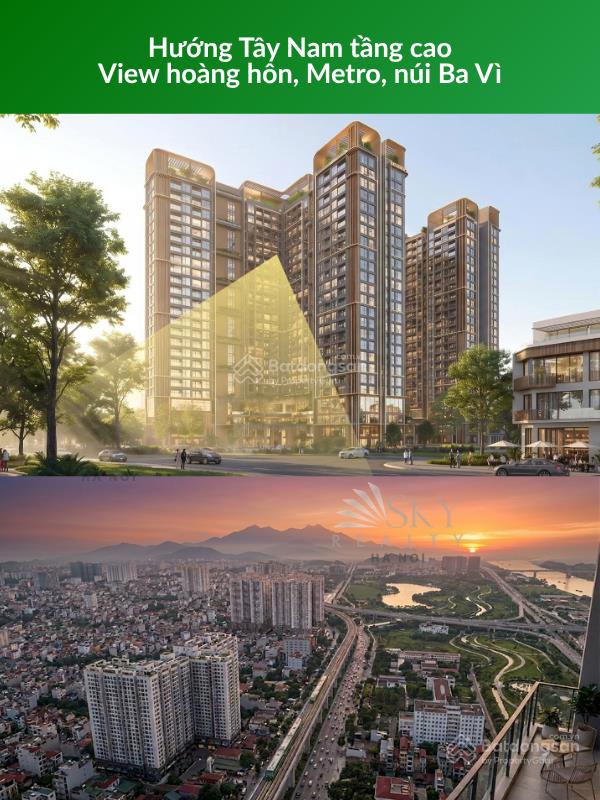 2 phòng ngủ  vista văn la  view skyline hà đông, metro, hoàng hôn, núi ba vì