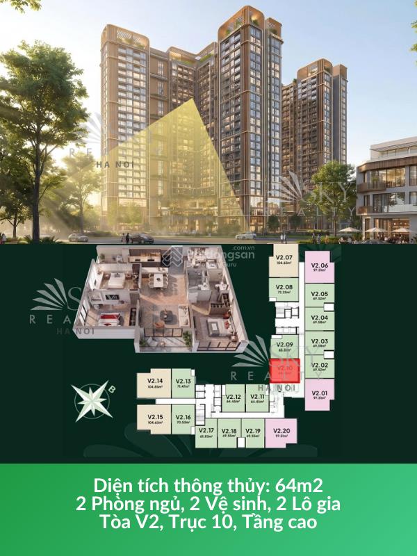 2 phòng ngủ  vista văn la  view skyline hà đông, metro, hoàng hôn, núi ba vì