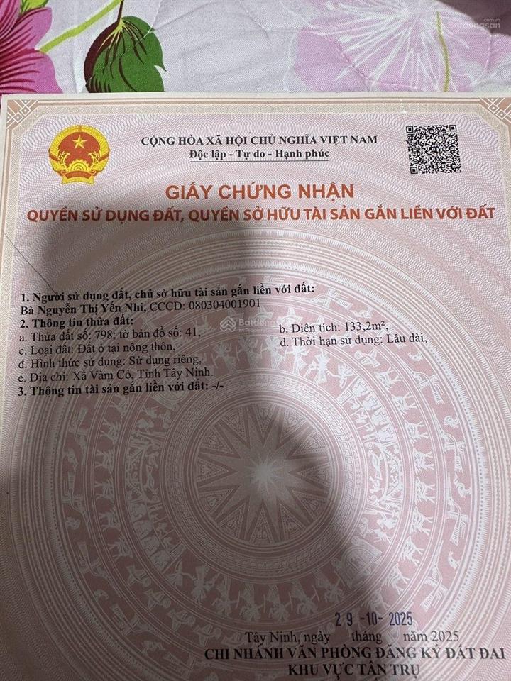Chủ kẹt tiền bán gấp 135m2 thổ cư  nhựt ninh long an (cũ)