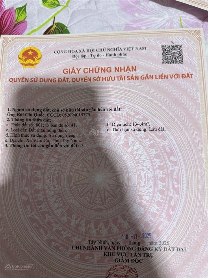 Chủ kẹt tiền bán gấp 135m2 thổ cư  nhựt ninh long an (cũ)