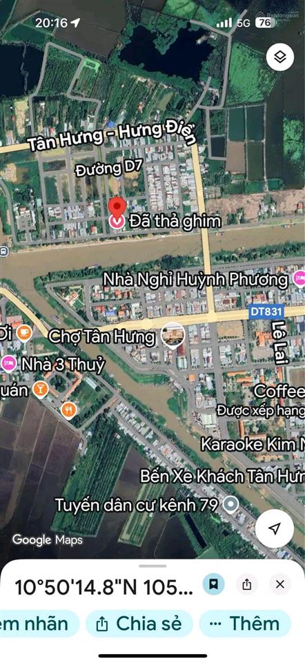 Bán đất 10x19m  mt đường nguyễn du, tt tân hưng, long an  1,5 tỷ