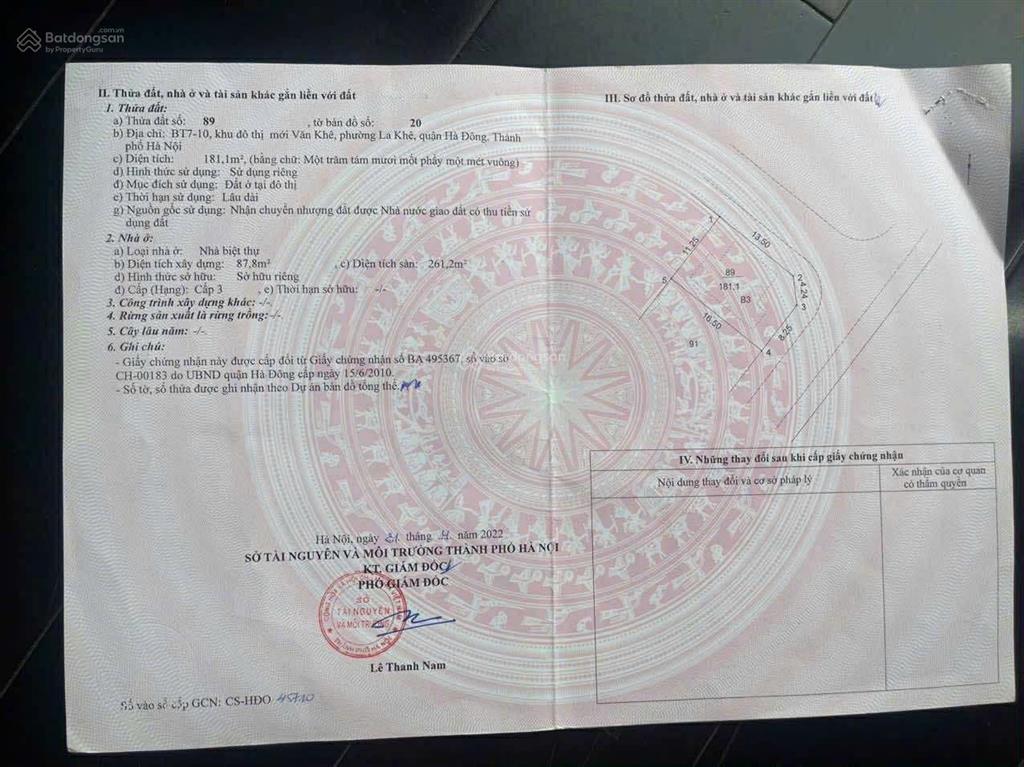 49 tỷ chút, có thương lượng. bán biệt thự đơn lập căn góc kđt văn khê hà đông 181m, hoàn thiện full