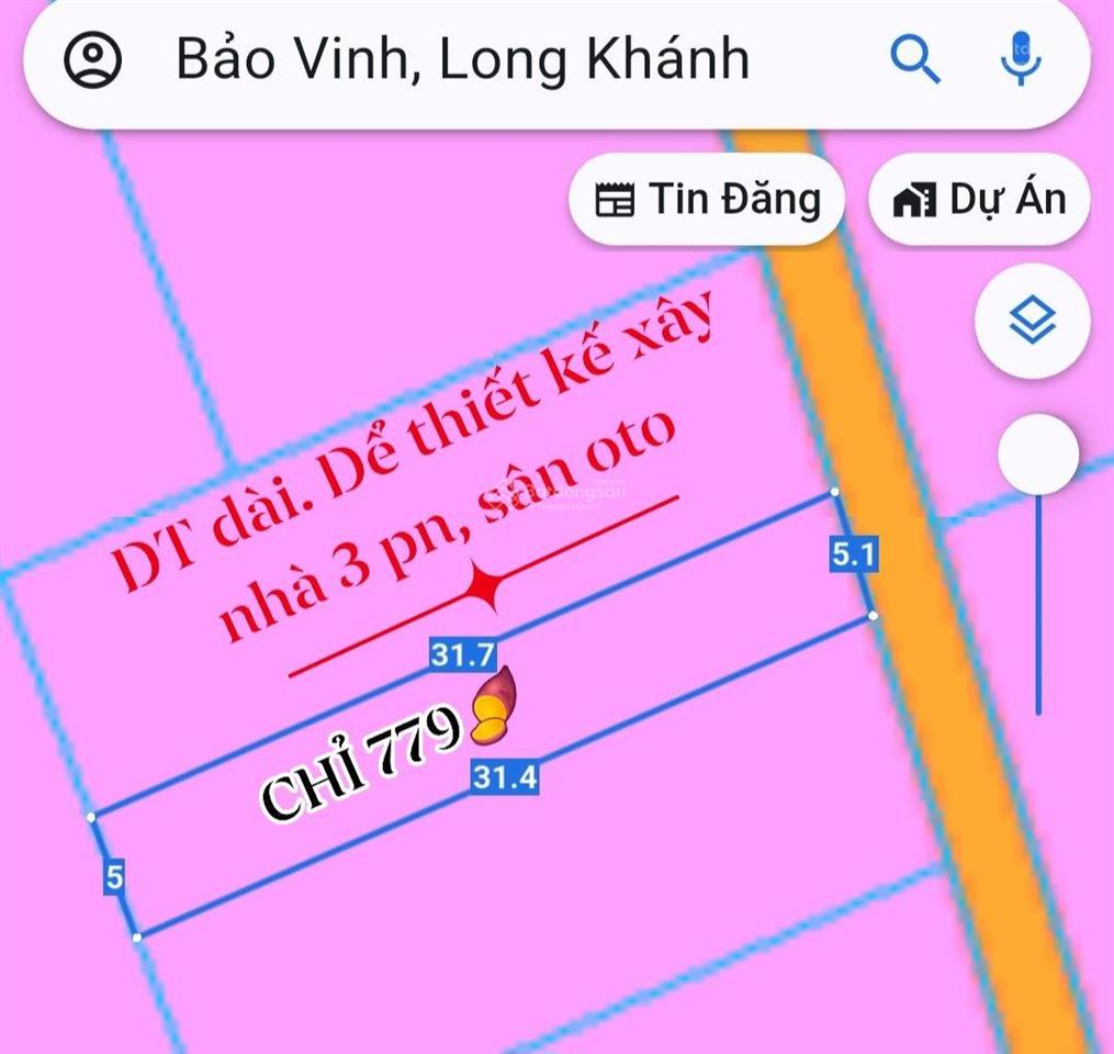 Bán 150m2 full thổ cư phường bảo vinh (long khánh) đồng nai chỉ 779 triệu. ngân hàng cho vay 500tr