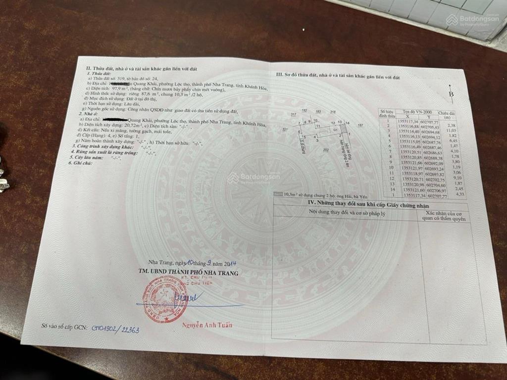 Cần bán đất kèm nhà 3 tầng (còn mới) khu phố tây cách biển 2 phút đi bộ, hẻm cách đường lớn 1 nhà